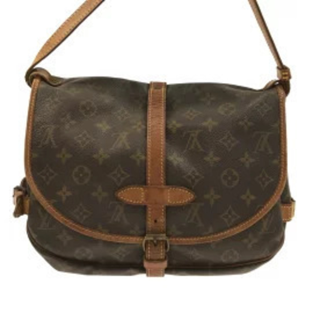 Louis Vuitton Shoulder Saumur Canvas Monogram Bag Brown